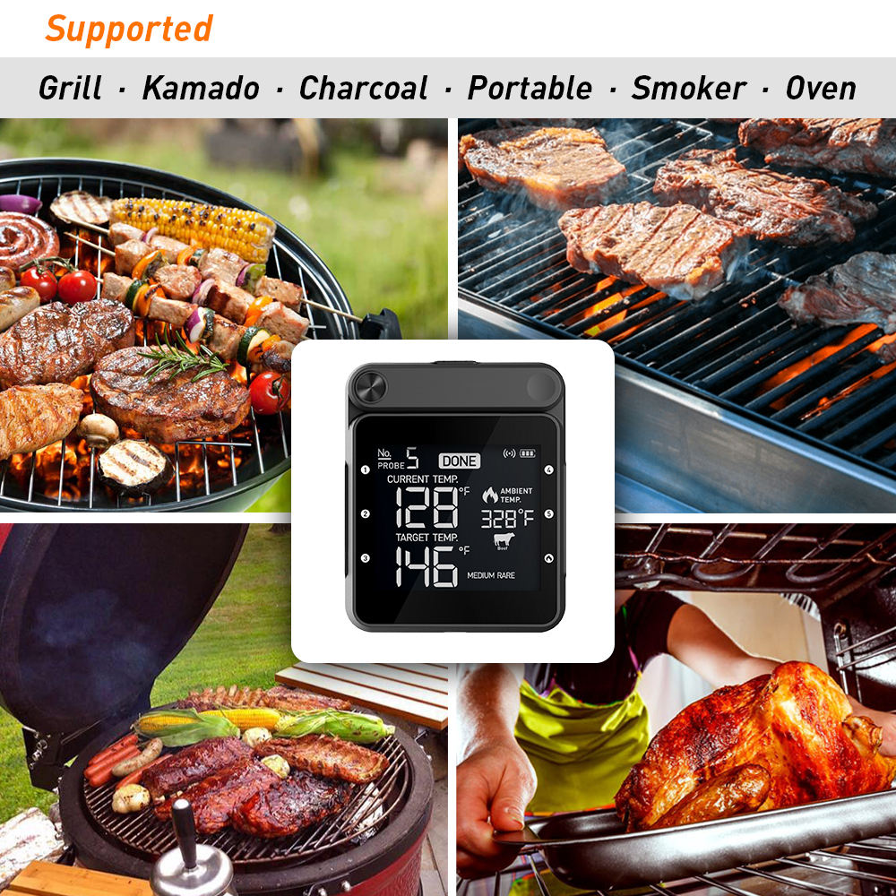 Oven Thermometer Digital Wireless Meat BBQ Cooking Food Thermometer With  Temperature Sensor for Indoor Outdoor Kitchen Grill